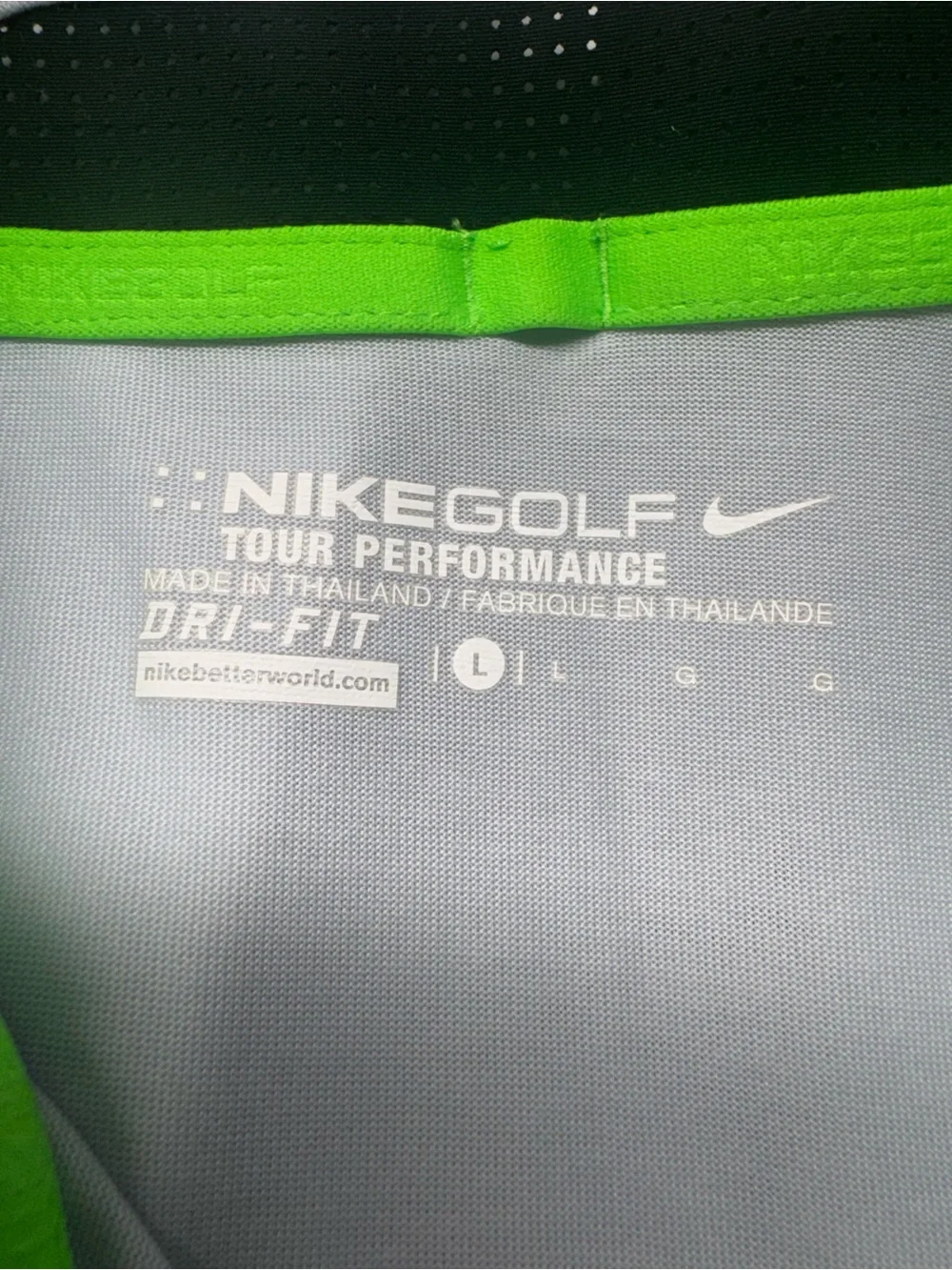Nike Men's White Polo with Bright Green‎ Chest Stripe